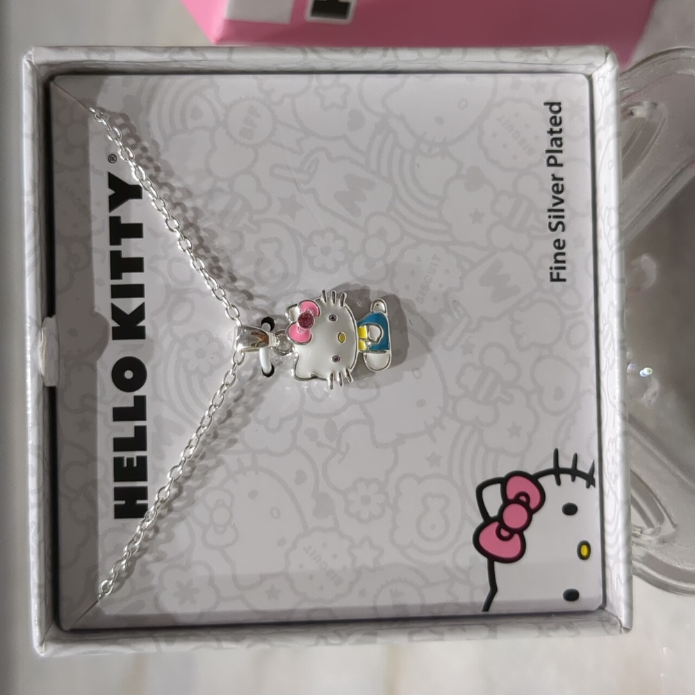 Hello kitty Silver Plated Enamel Seated Necklace
